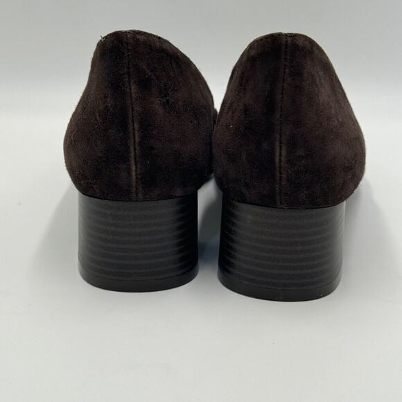 Elodie Suede Chocolate Brown Block Heel Pumps 38  US 7 - Picture 5 of 12